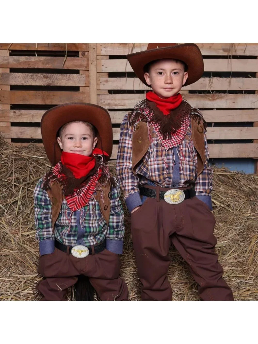 Kids Western Cowboy Belt - Genuine Leather, Embossed, Removable Buckle, Perfect